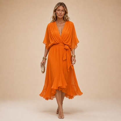 Serena | Abito in chiffon con scollo a V