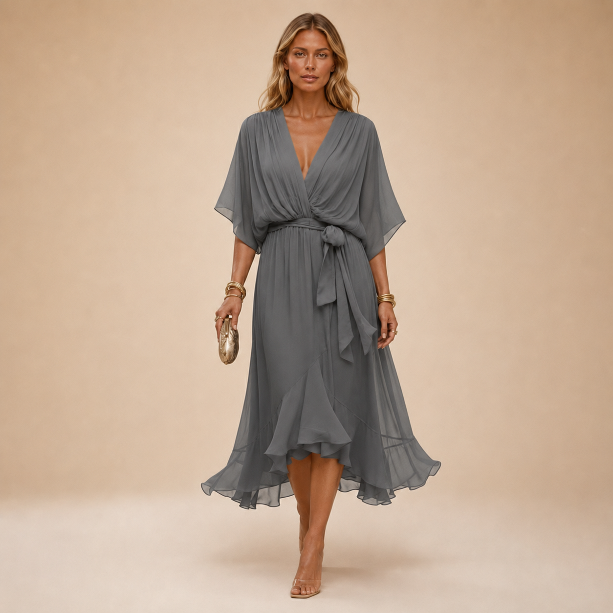 Serena | Abito in chiffon con scollo a V