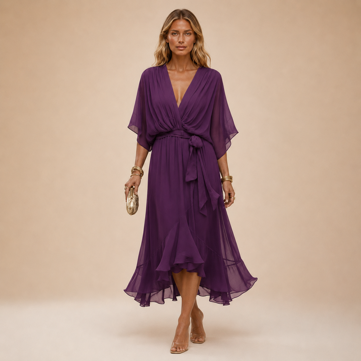 Serena | Abito in chiffon con scollo a V