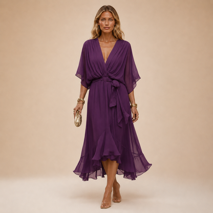 Serena | Abito in chiffon con scollo a V