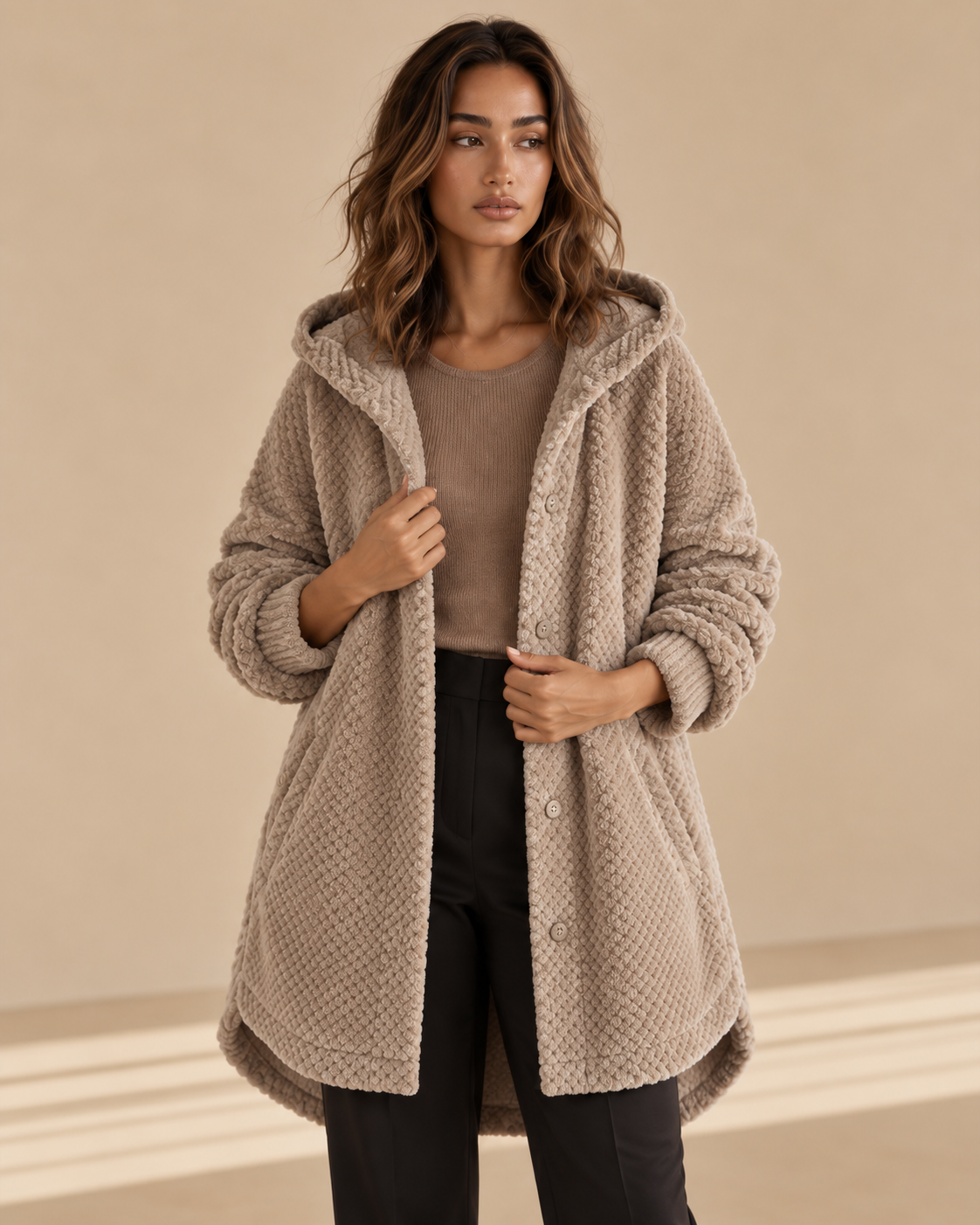 Francesca™ | Cappotto con cappuccio a coste