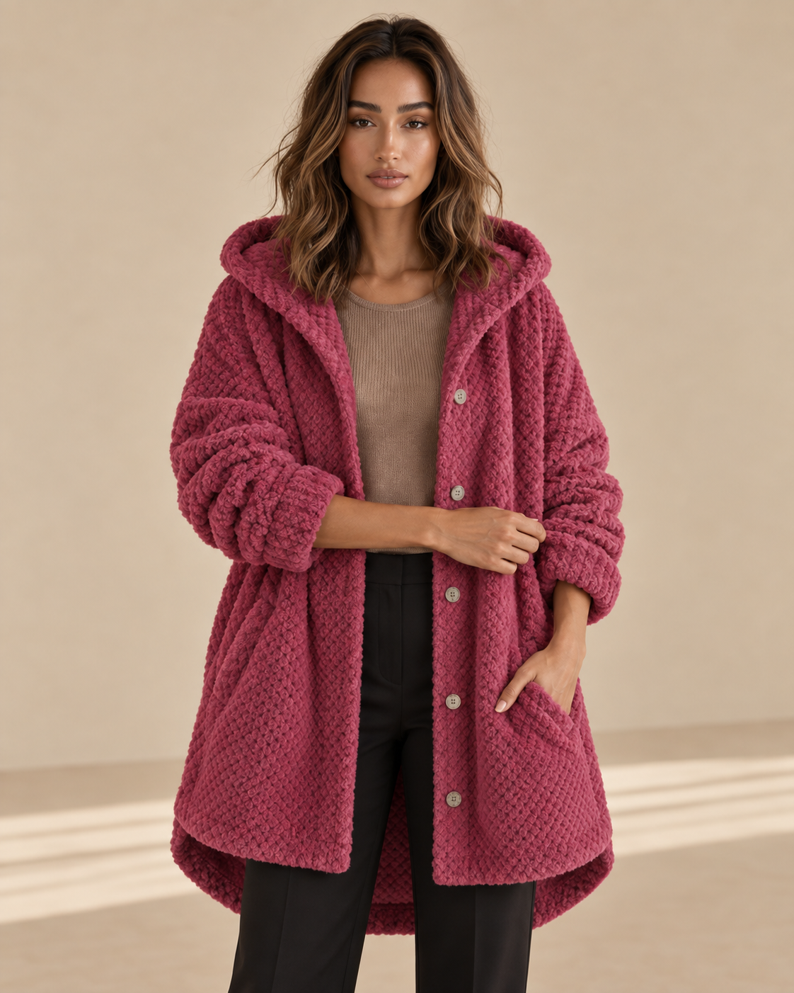 Francesca™ | Cappotto con cappuccio a coste