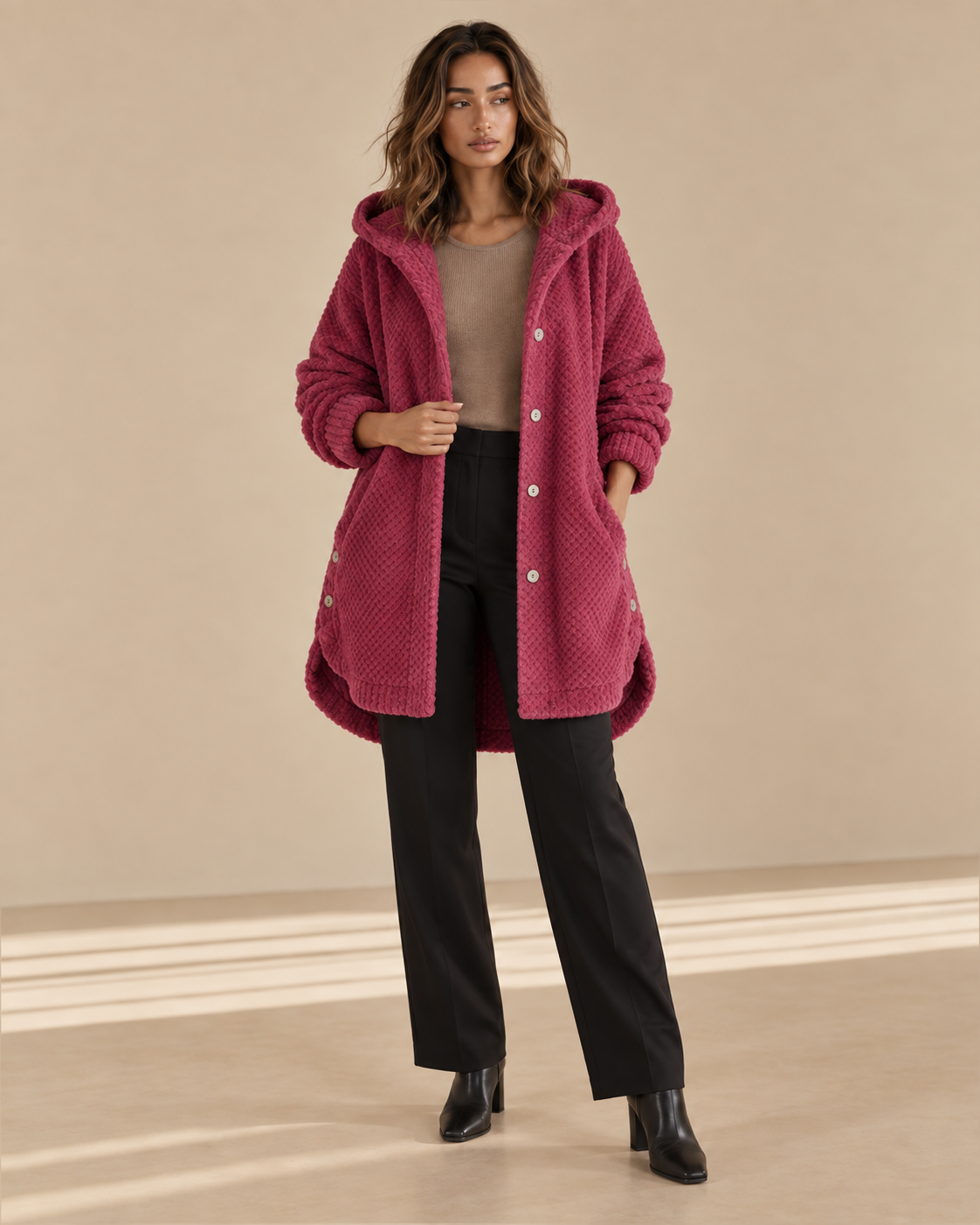 Francesca™ | Cappotto con cappuccio a coste