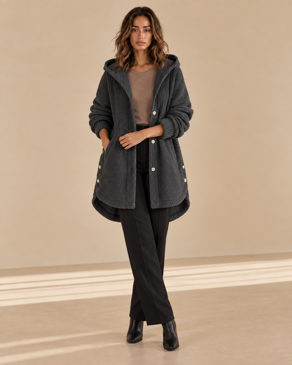 Francesca™ | Cappotto con cappuccio a coste