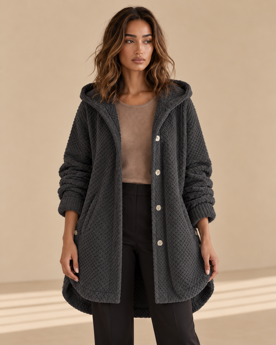 Francesca™ | Cappotto con cappuccio a coste