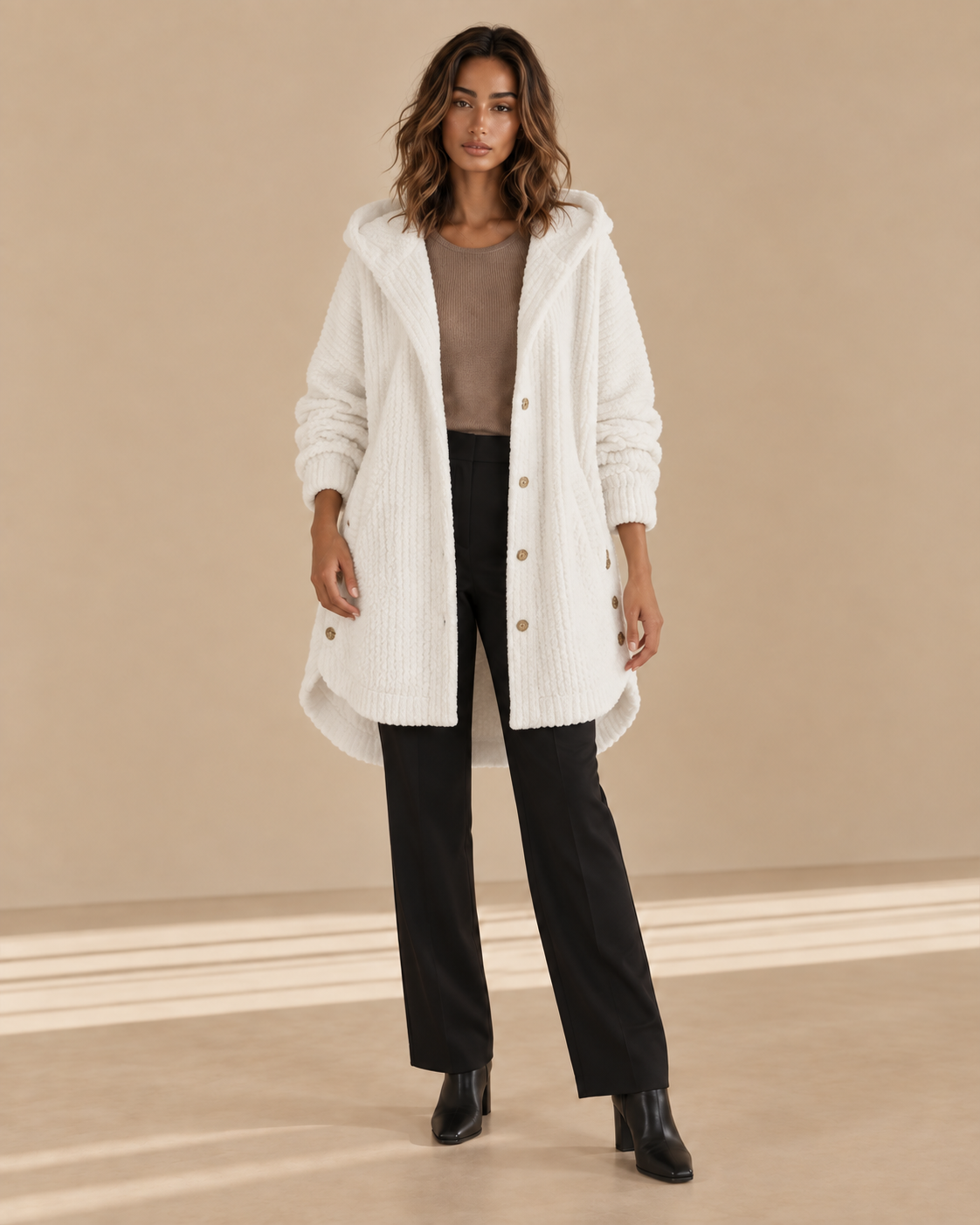 Francesca™ | Cappotto con cappuccio a coste
