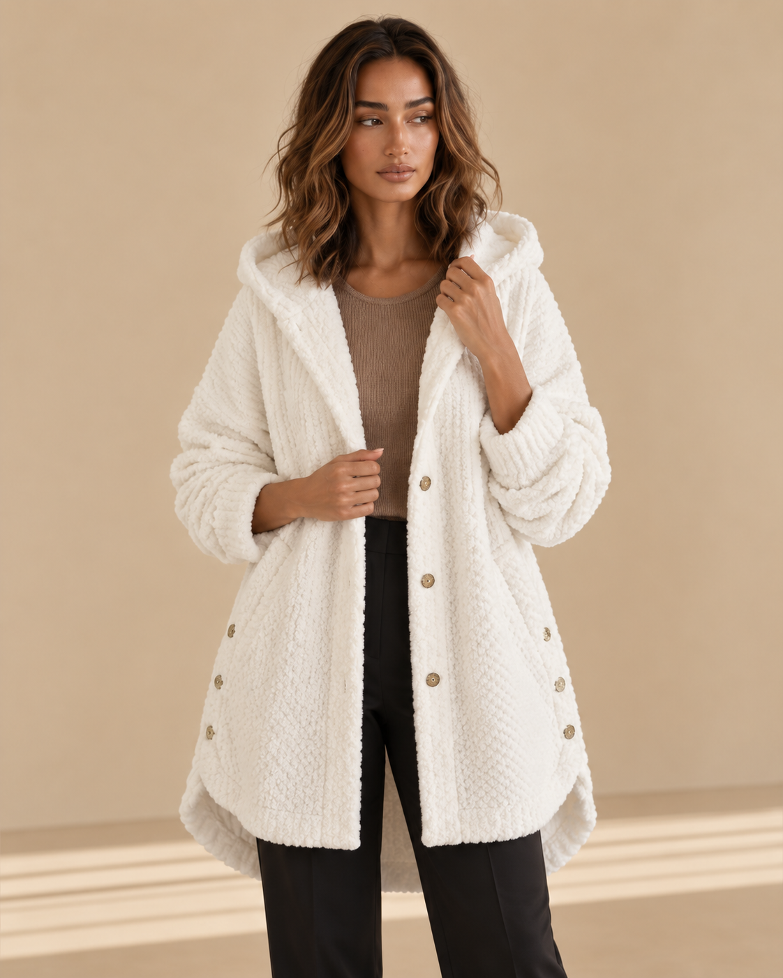 Francesca™ | Cappotto con cappuccio a coste