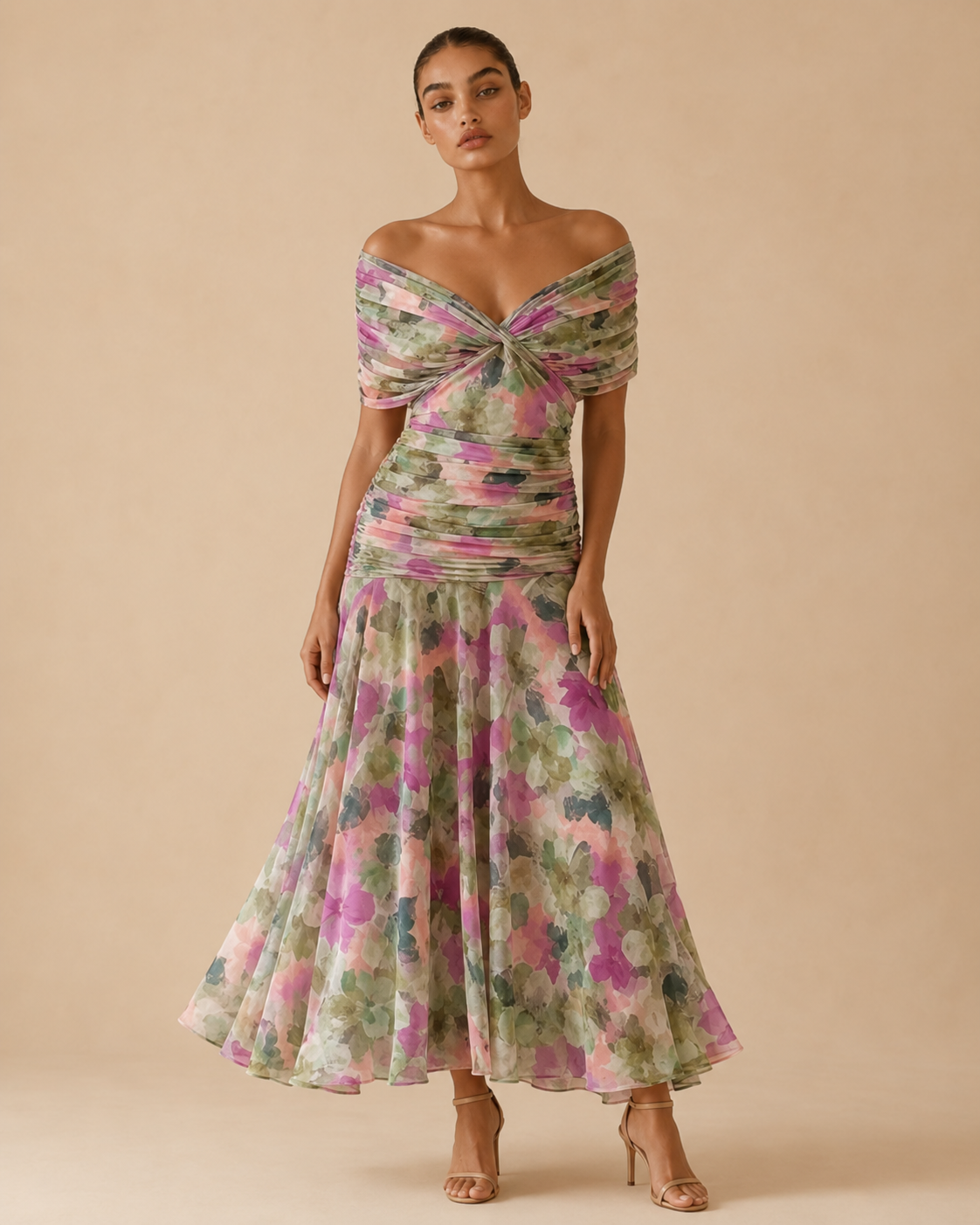 Elena™ | Abito lungo floreale con scollo a V