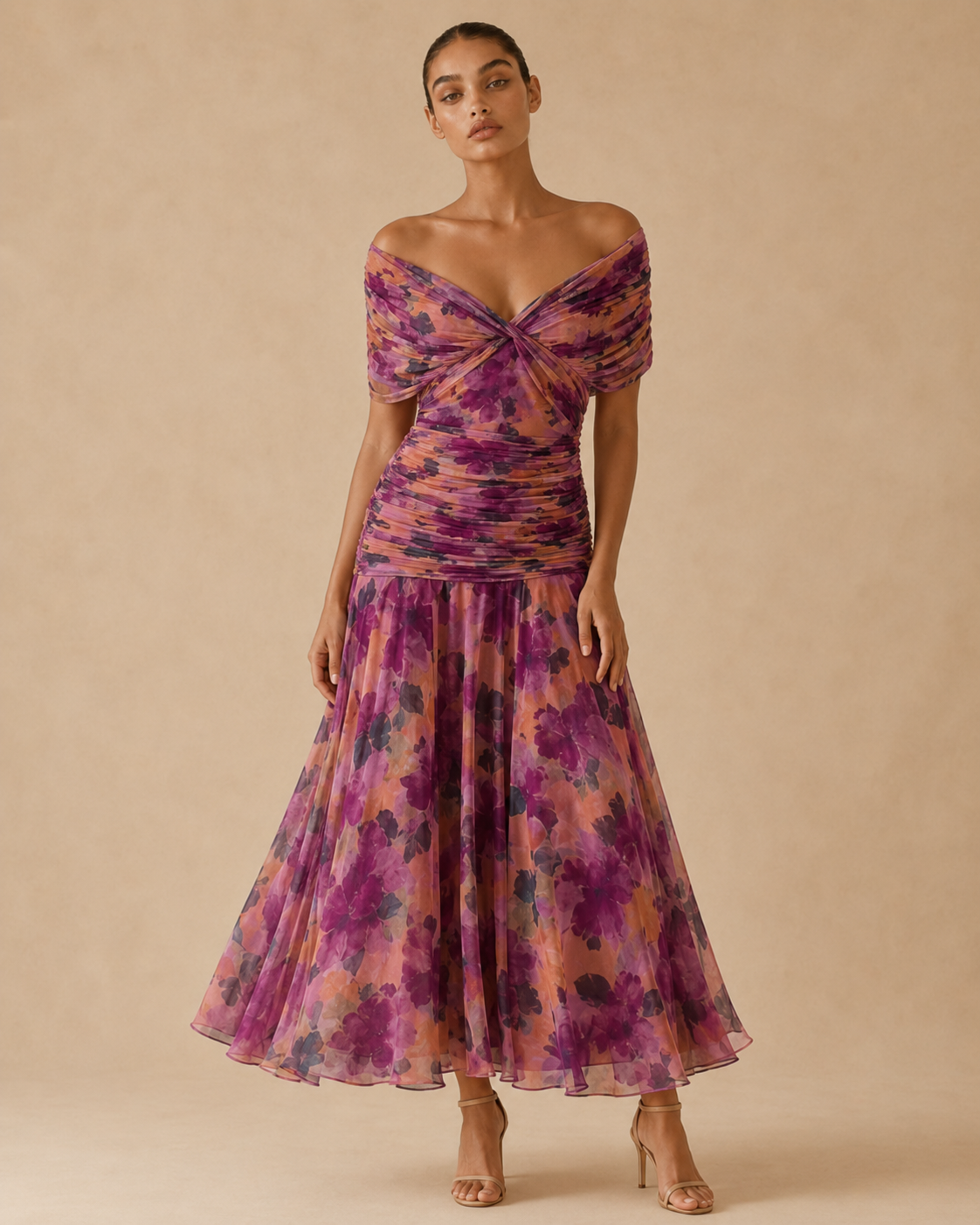 Elena™ | Abito lungo floreale con scollo a V