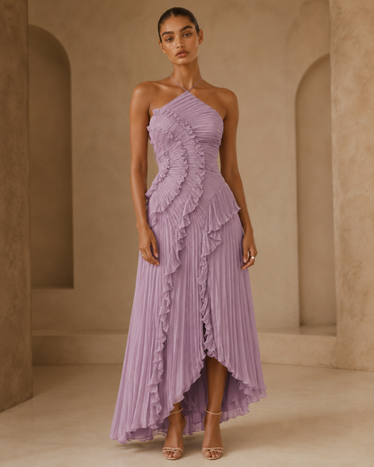 Arianna™ | Abito halter con balze a cascata