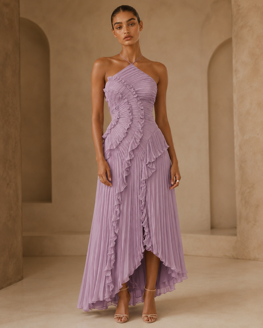 Arianna™ | Abito halter con balze a cascata