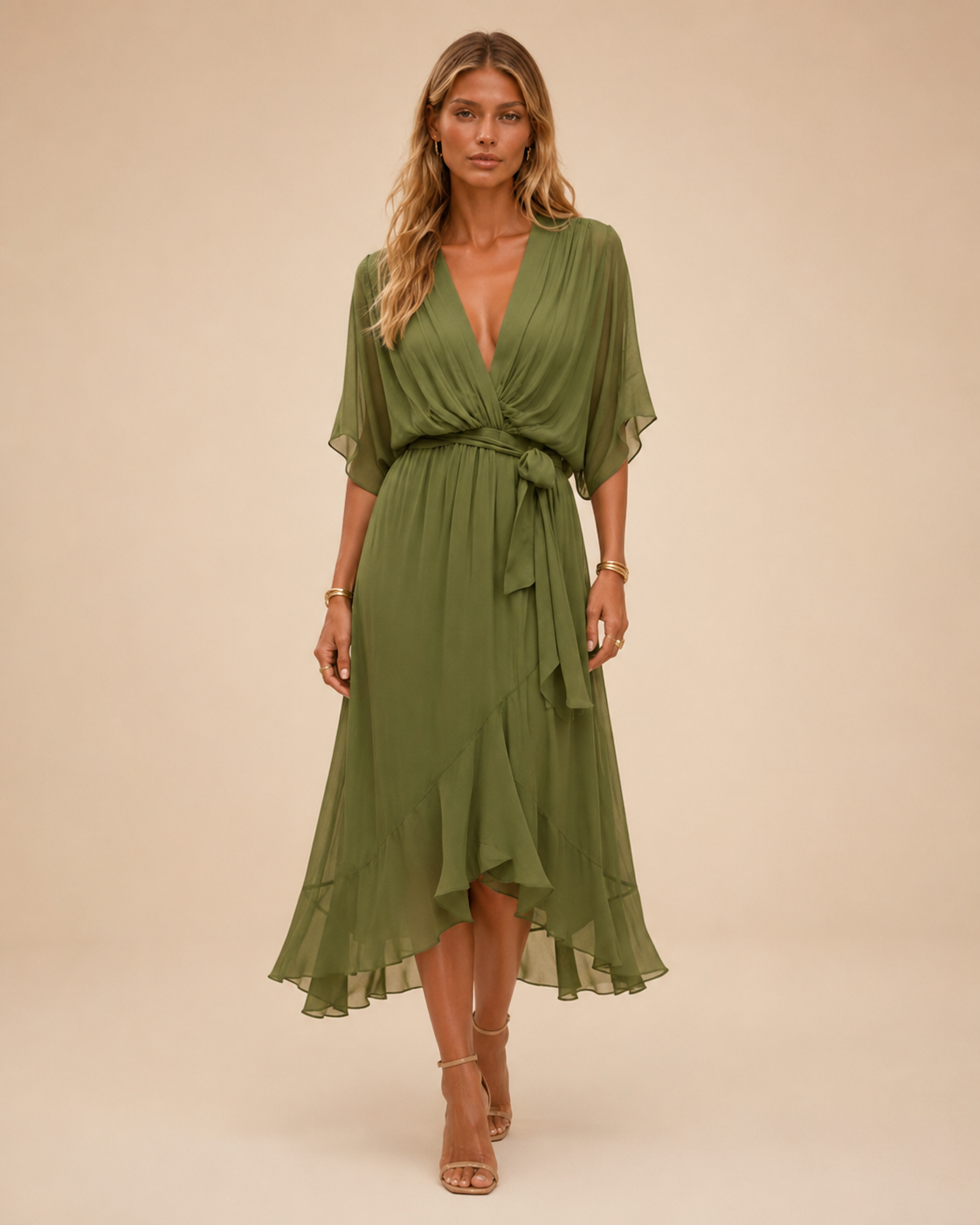 Serena | Abito in chiffon con scollo a V
