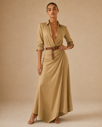 Beatrice™ | Abito con cintura e maniche lunghe