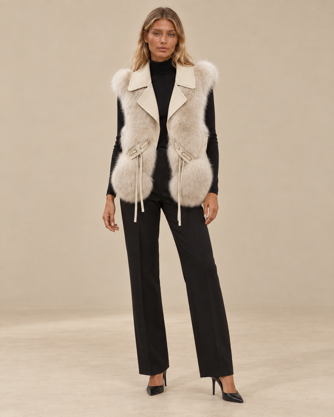 Ludovica™ | Gilet con ampi revers e cintura