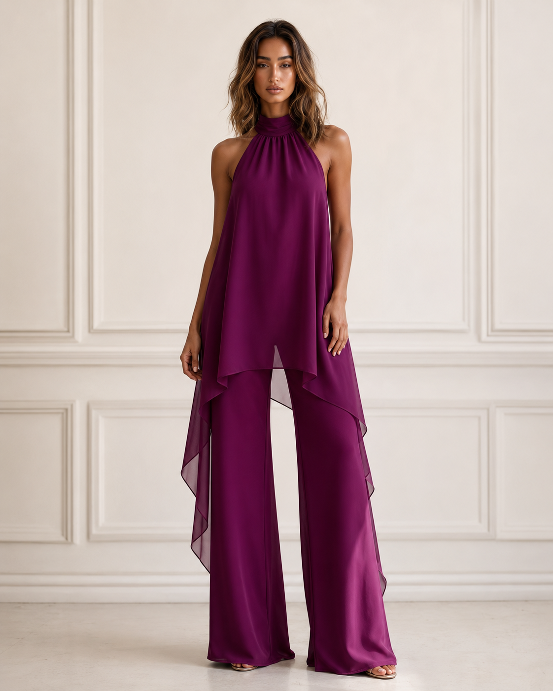 Raffaella™ | Completo halter con pantalone fluido