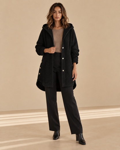 Francesca™ | Cappotto con cappuccio a coste