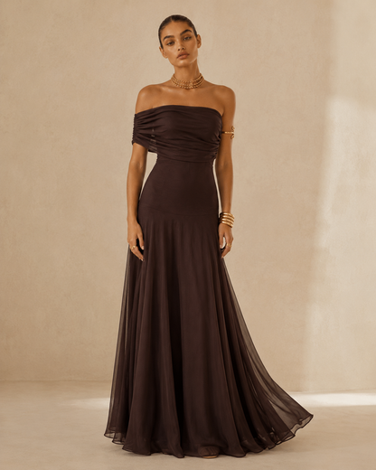 Greta™ | Abito drappeggiato con spalle scoperte