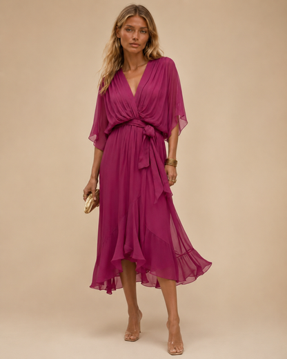 Serena | Abito in chiffon con scollo a V