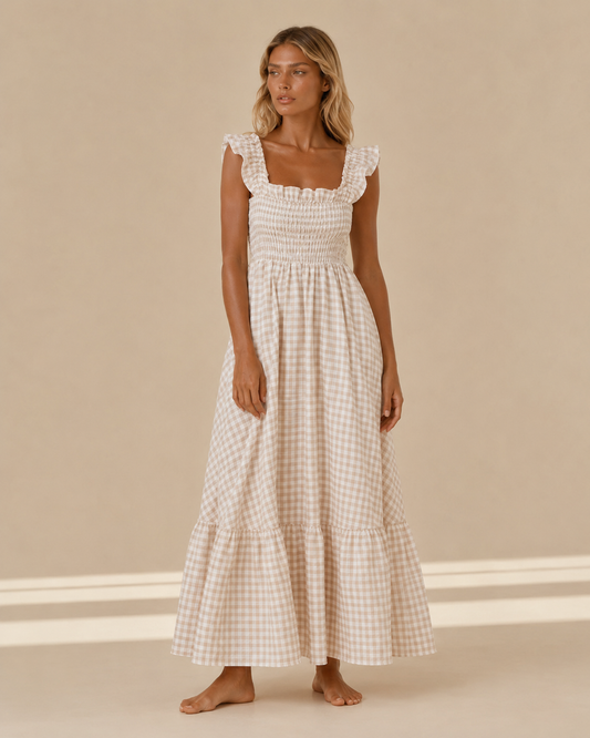 Arianna™ | Abito vichy con top arricciato