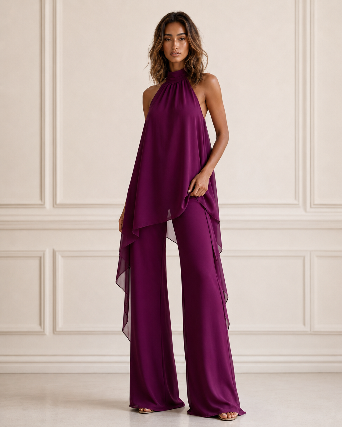 Raffaella™ | Completo halter con pantalone fluido