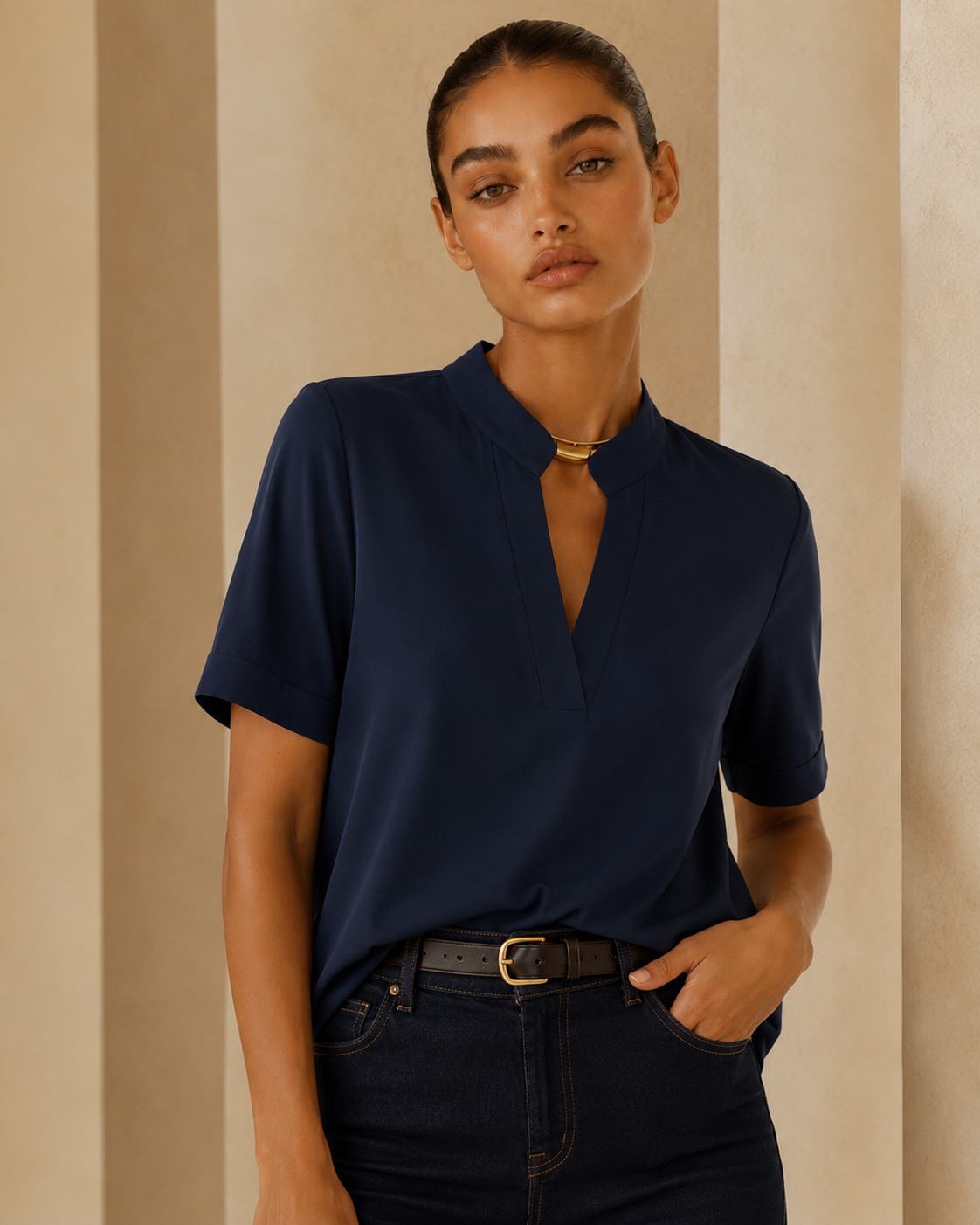 Laura™ | Blusa fluida con collo raffinato