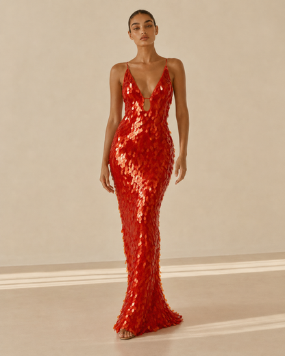 Isabella™ | Abito con paillettes e scollo a V