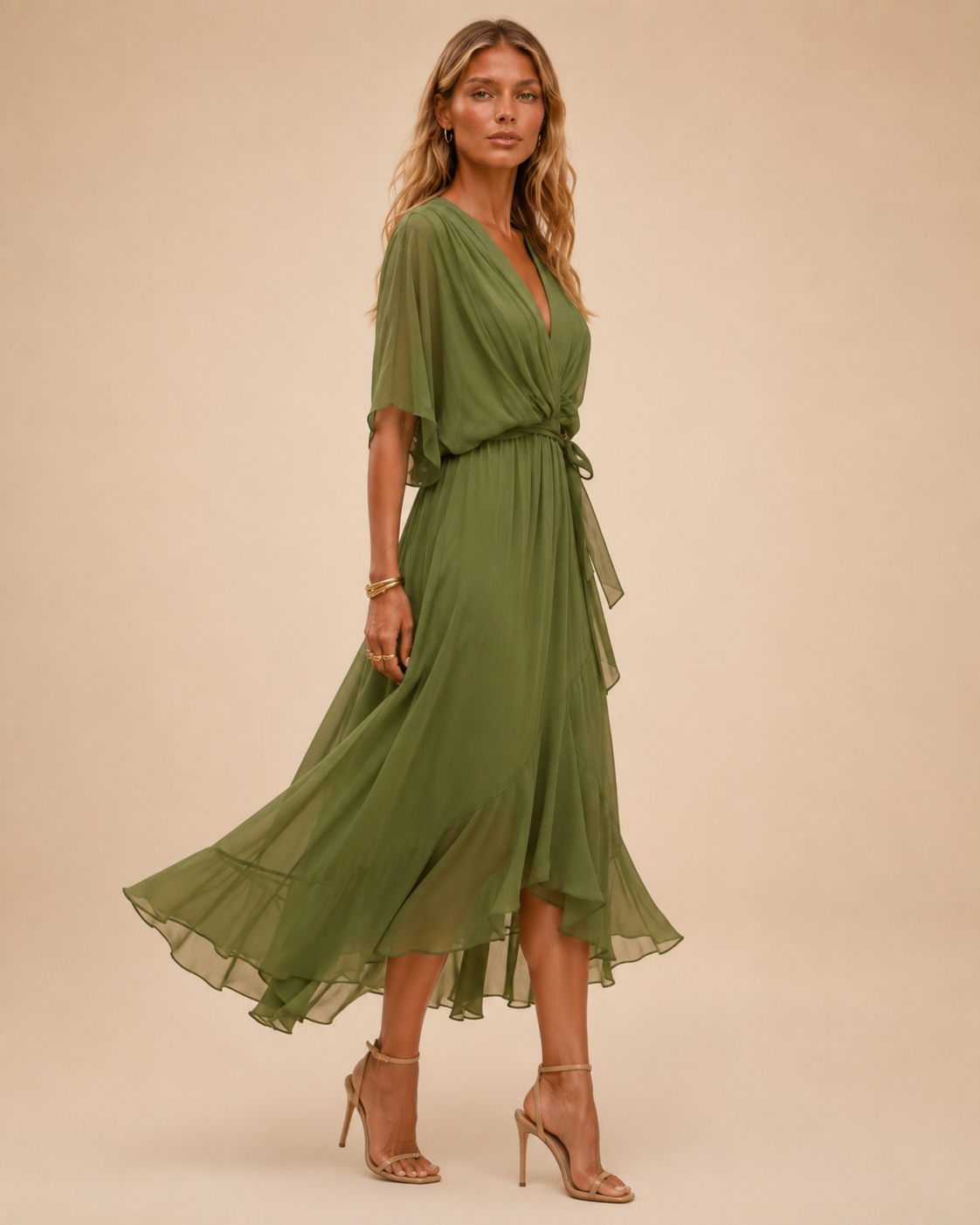 Serena | Abito in chiffon con scollo a V
