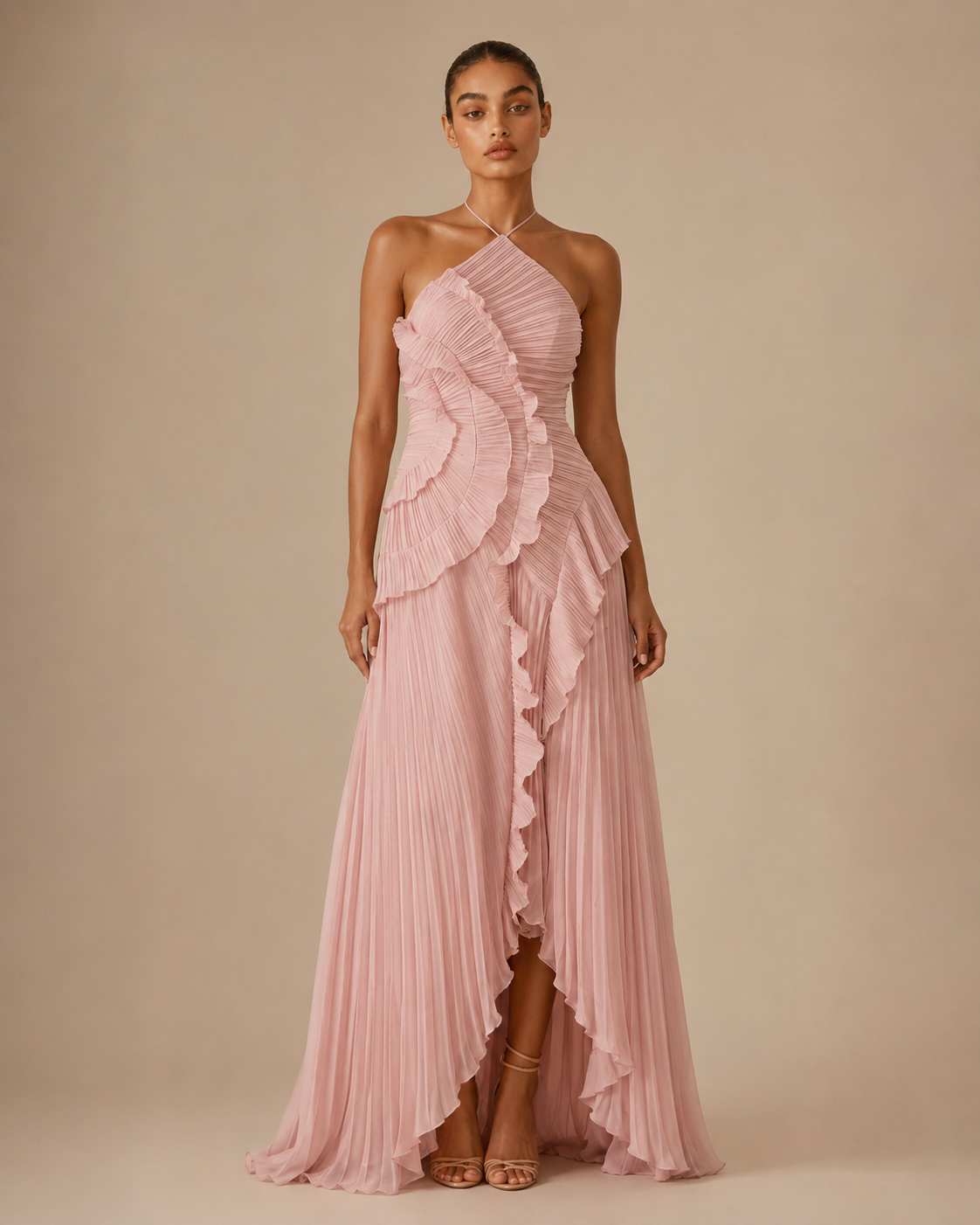 Arianna™ | Abito halter con balze a cascata