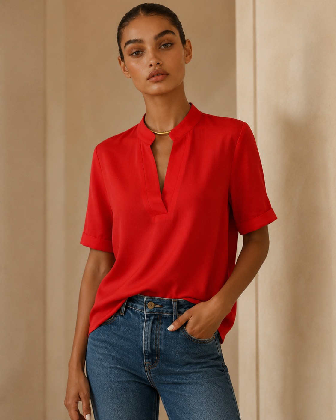 Laura™ | Blusa fluida con collo raffinato