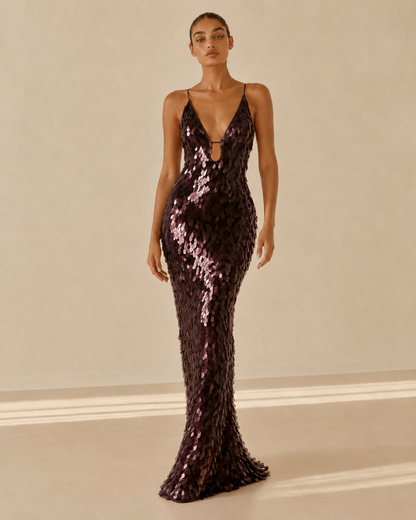 Isabella™ | Abito con paillettes e scollo a V