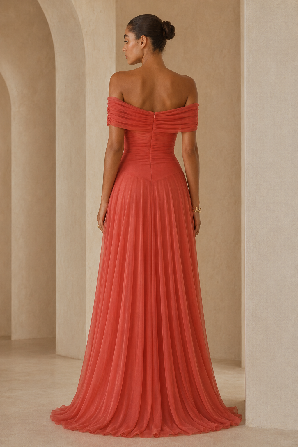 Greta™ | Abito drappeggiato con spalle scoperte