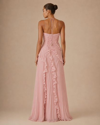 Arianna™ | Abito halter con balze a cascata