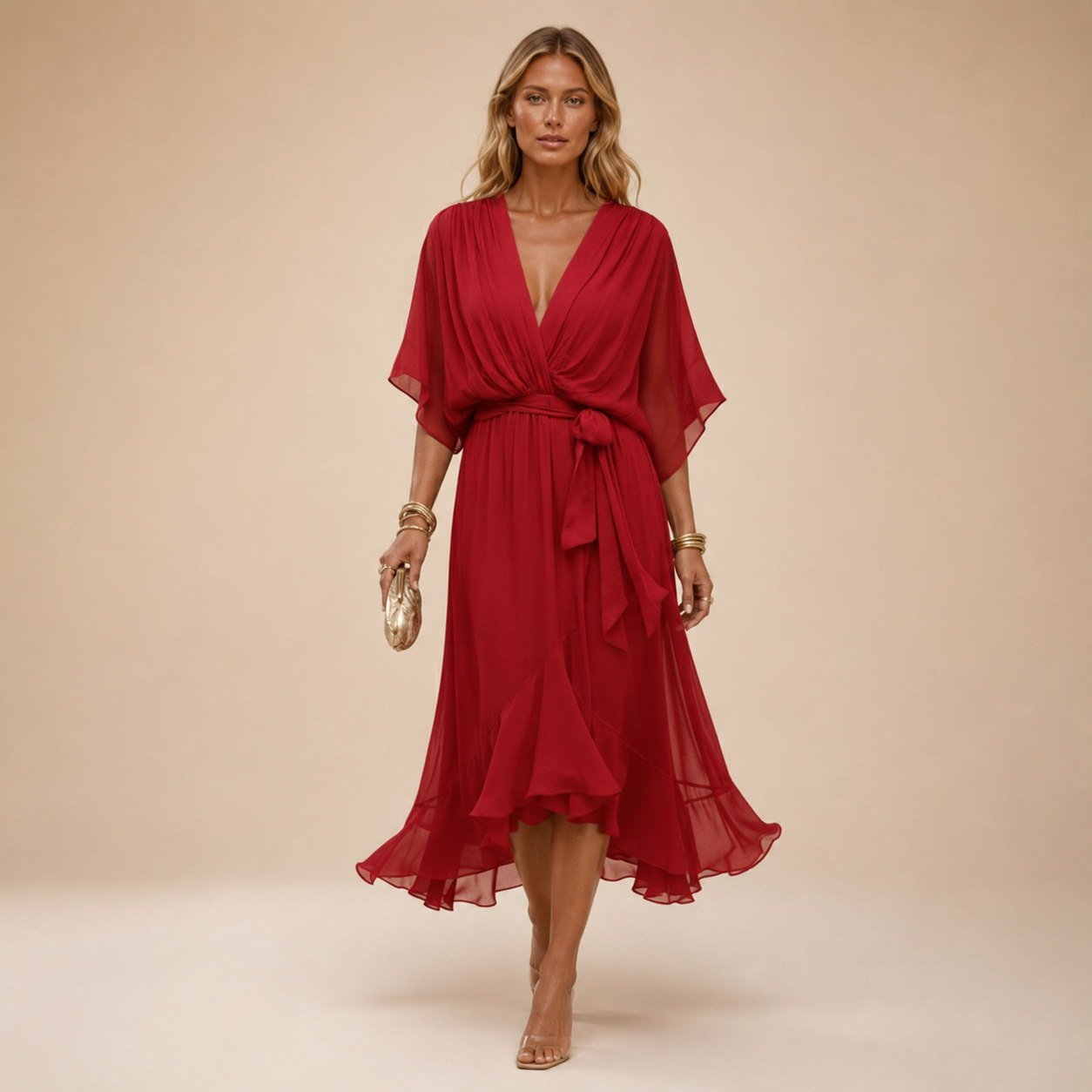 Serena | Abito in chiffon con scollo a V