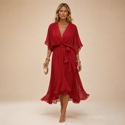 Serena | Abito in chiffon con scollo a V