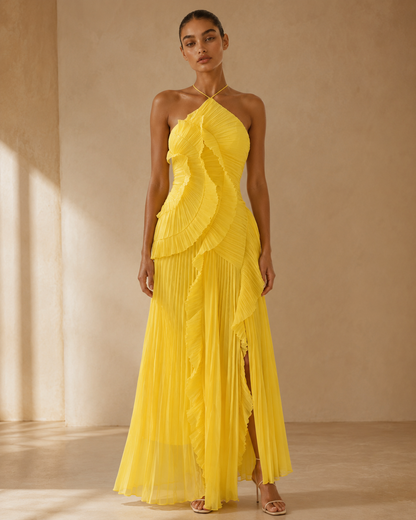 Arianna™ | Abito halter con balze a cascata