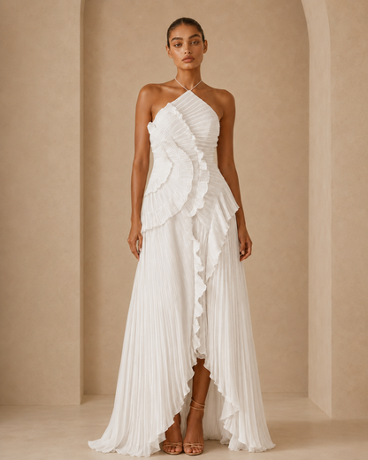 Arianna™ | Abito halter con balze a cascata