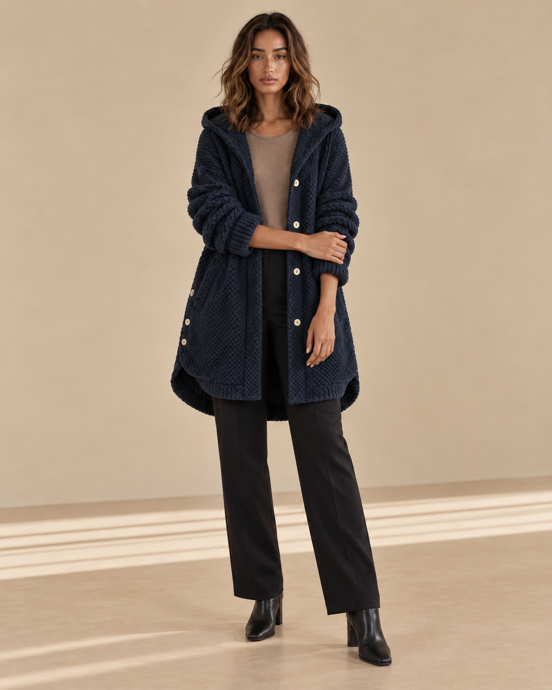 Francesca™ | Cappotto con cappuccio a coste