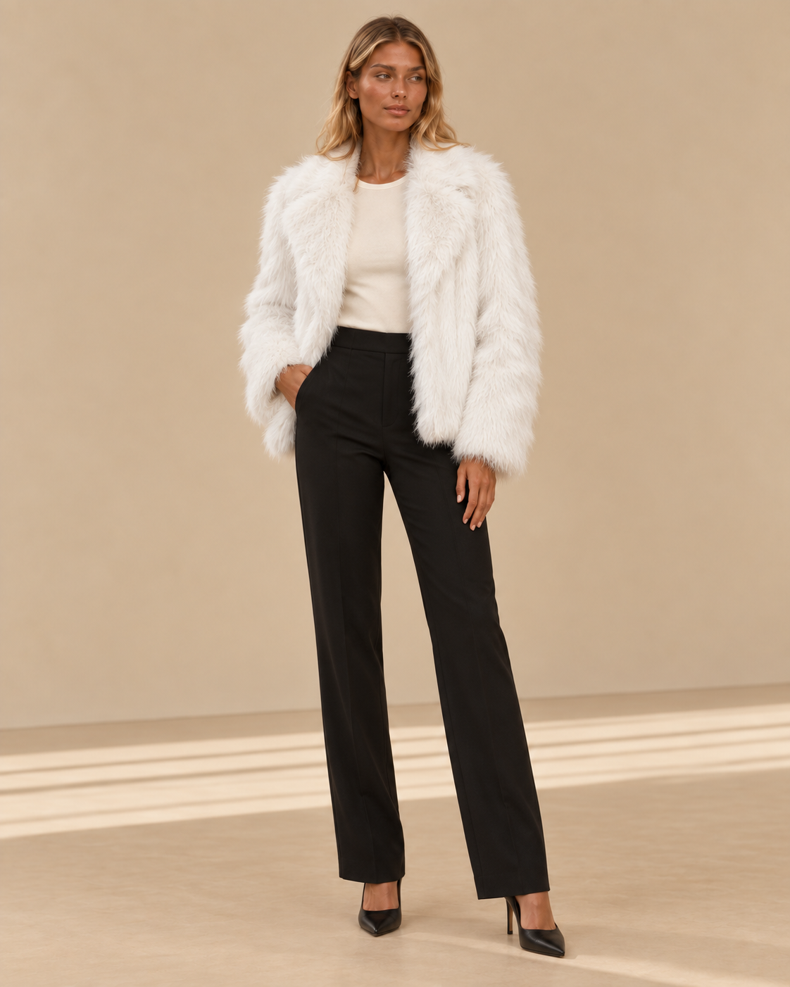 Ilaria™ | Giacca effetto pelliccia con revers