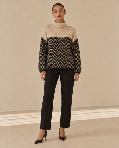 Chiara™ | Maglia dolcevita con texture a spina di pesce