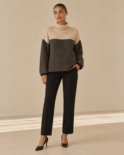 Chiara™ | Maglia dolcevita con texture a spina di pesce