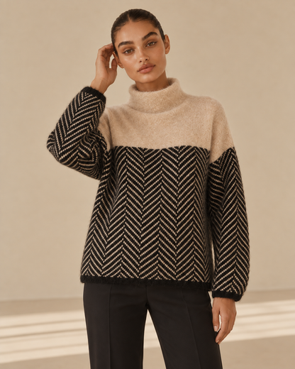 Chiara™ | Maglia dolcevita con texture a spina di pesce