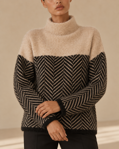 Chiara™ | Maglia dolcevita con texture a spina di pesce