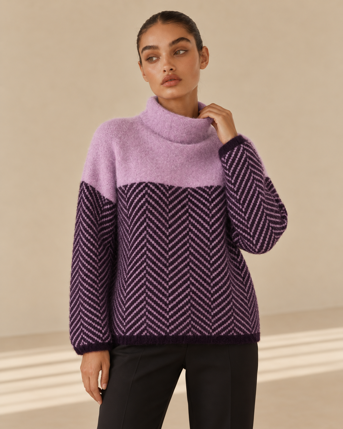 Chiara™ | Maglia dolcevita con texture a spina di pesce