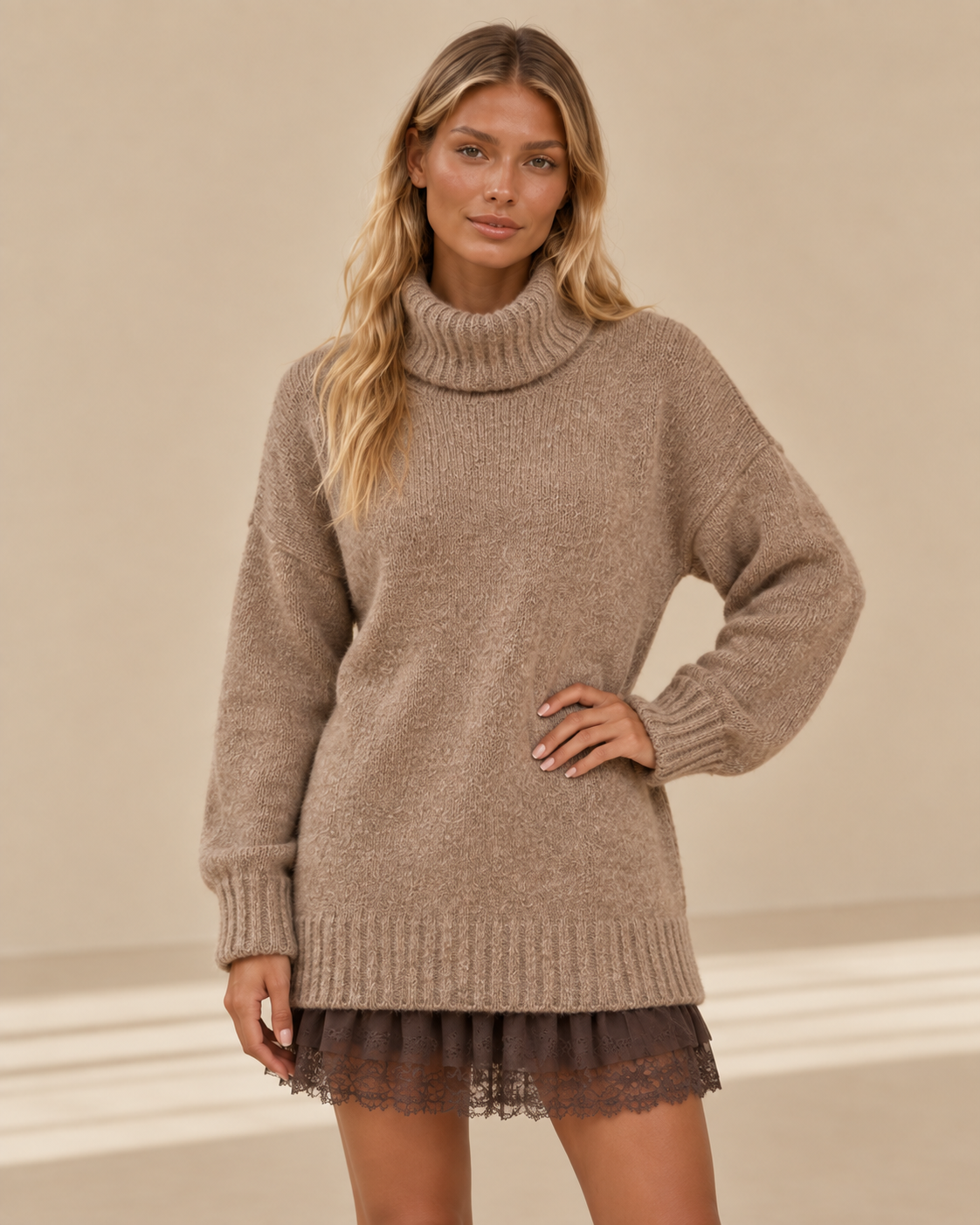 Claudia™ | Maglia lunga dolcevita dalla linea morbida