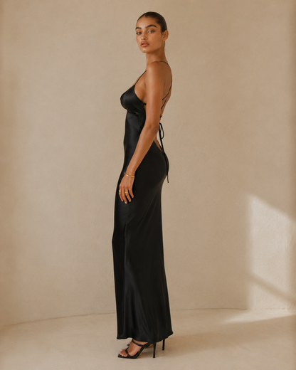 Ludovica™ | Abito satinato con schiena scoperta