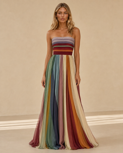 Gemma™ | Abito lungo multicolore senza spalline