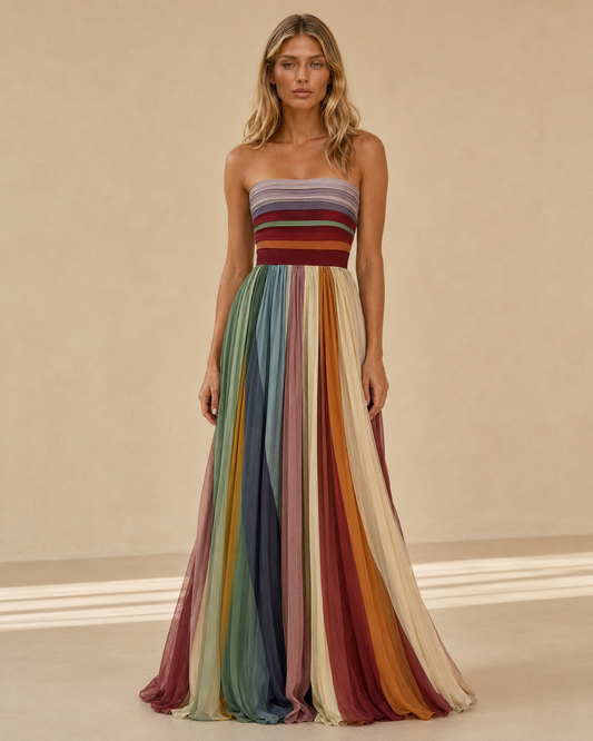 Gemma™ | Abito lungo multicolore senza spalline