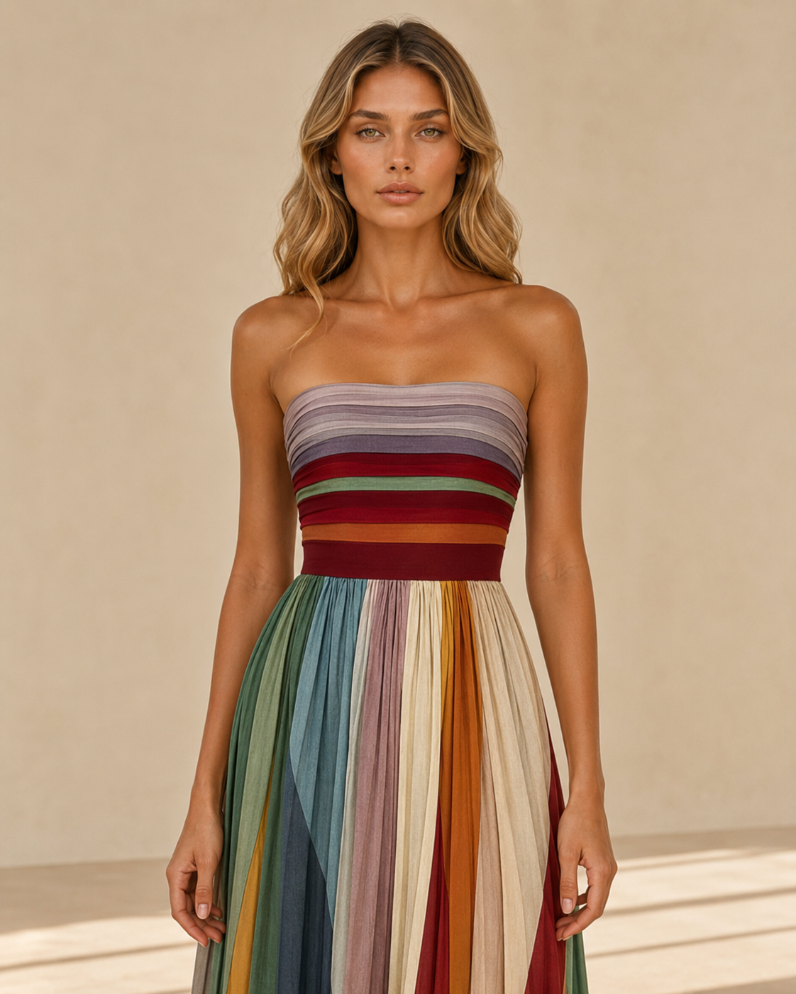 Gemma™ | Abito lungo multicolore senza spalline