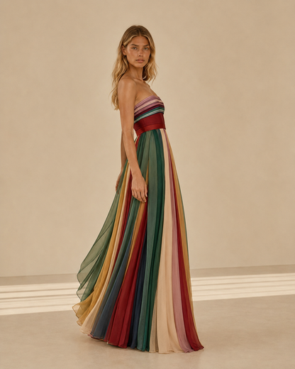 Gemma™ | Abito lungo multicolore senza spalline
