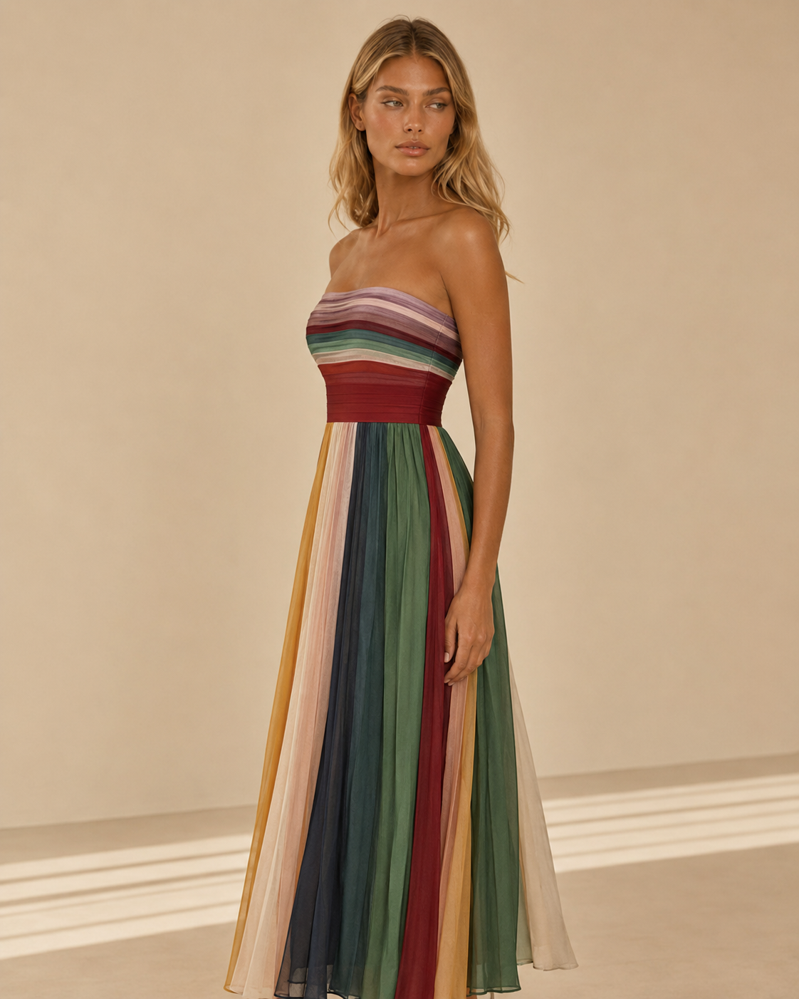 Gemma™ | Abito lungo multicolore senza spalline